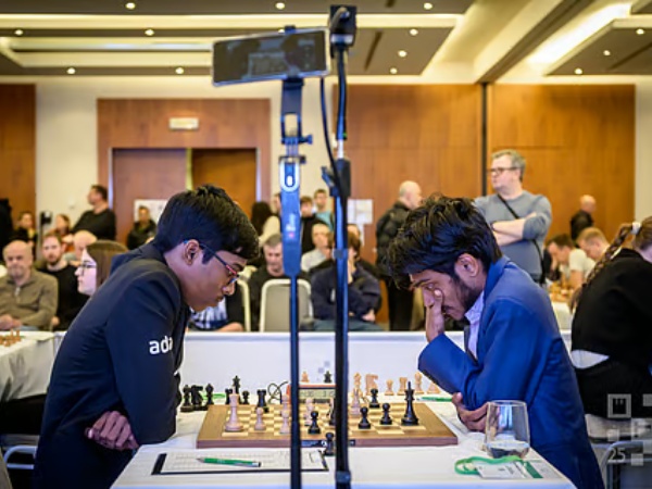 Grandmasters R Praggnanandhaa and Aravindh Chithambaram played out a draw in their their sixth-round