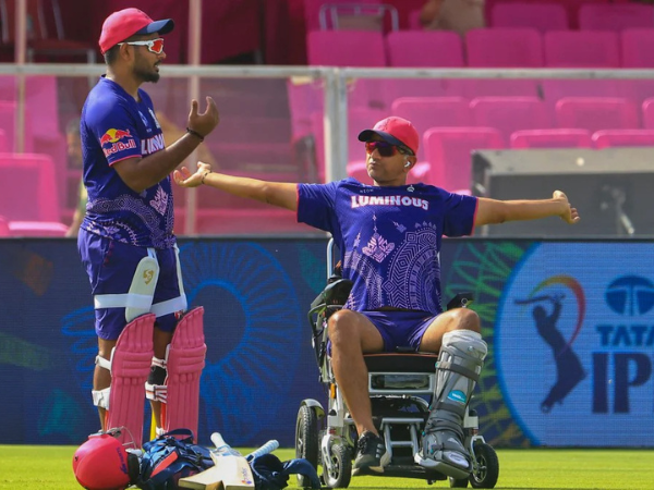 RR's head coach Rahul Dravid and captain Sanju Samson