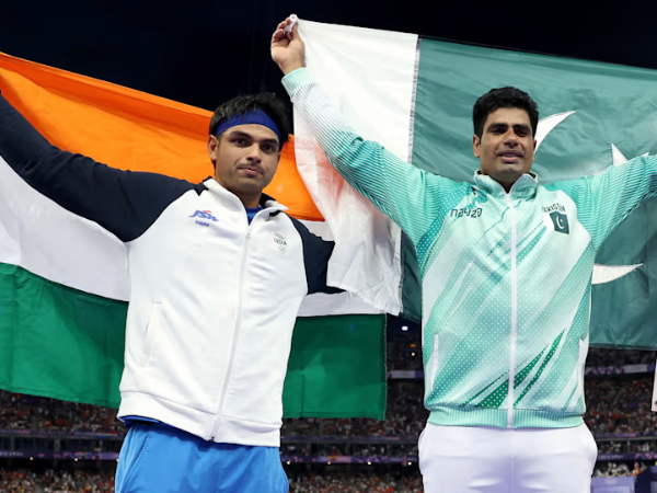 Neeraj Chopra and Arshad Nadeem at the 2024 Paris Olympics
