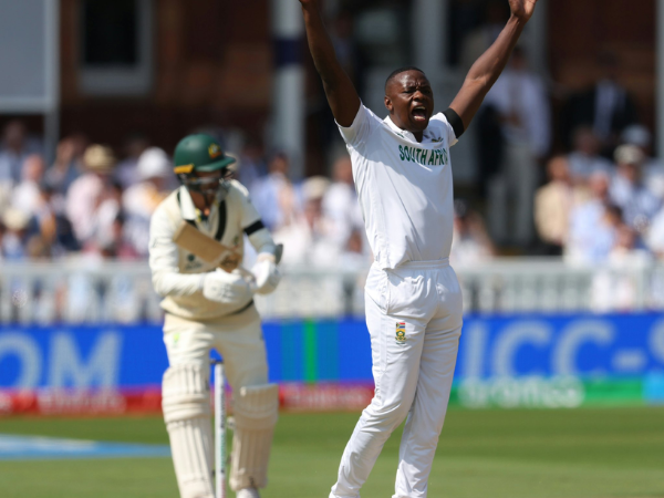 Kagiso Rabada and Nathan Lyon with black armbands on Day 3 of the WTC Final