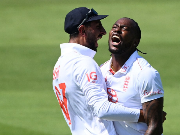 Jofra Archer celebrating his wicket. (Photo: @HomeOfCricket X)