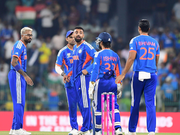 Indian Team Celebrates after Abrar Ahmed's dismissal