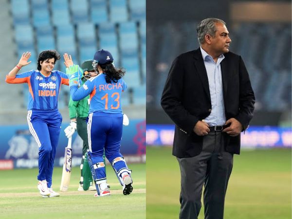 India Women's Team players (L) Mohsin Naqvi (R)