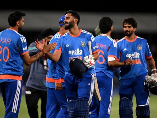 Naman Dhir and Nitish Reddy shook hands with the players after finishing the match against NZ.