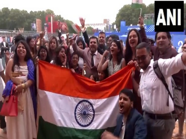 Fans cheer for Indian atheletes participating at Paris Olympics