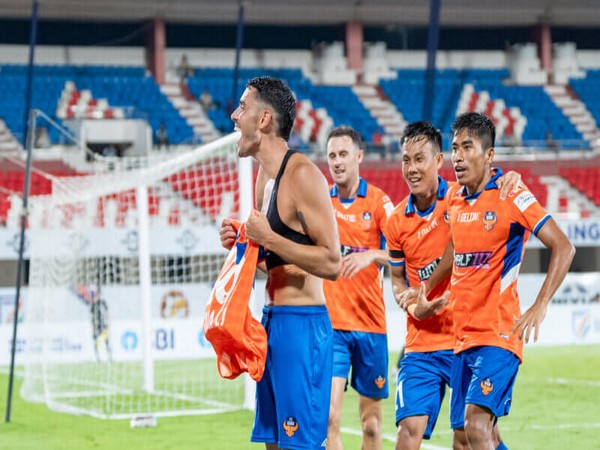 Team FC Goa players celebrating after scoring a goal. (Picture: AIFF)