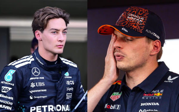 George Russell and Max Verstappen