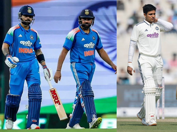 Rohit Sharma and Virat Kohli (Left), Shubman Gill (Right)