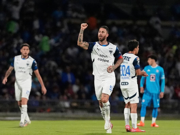 Spanish defender Sergio Ramos celebrates a goal for Monterrey
