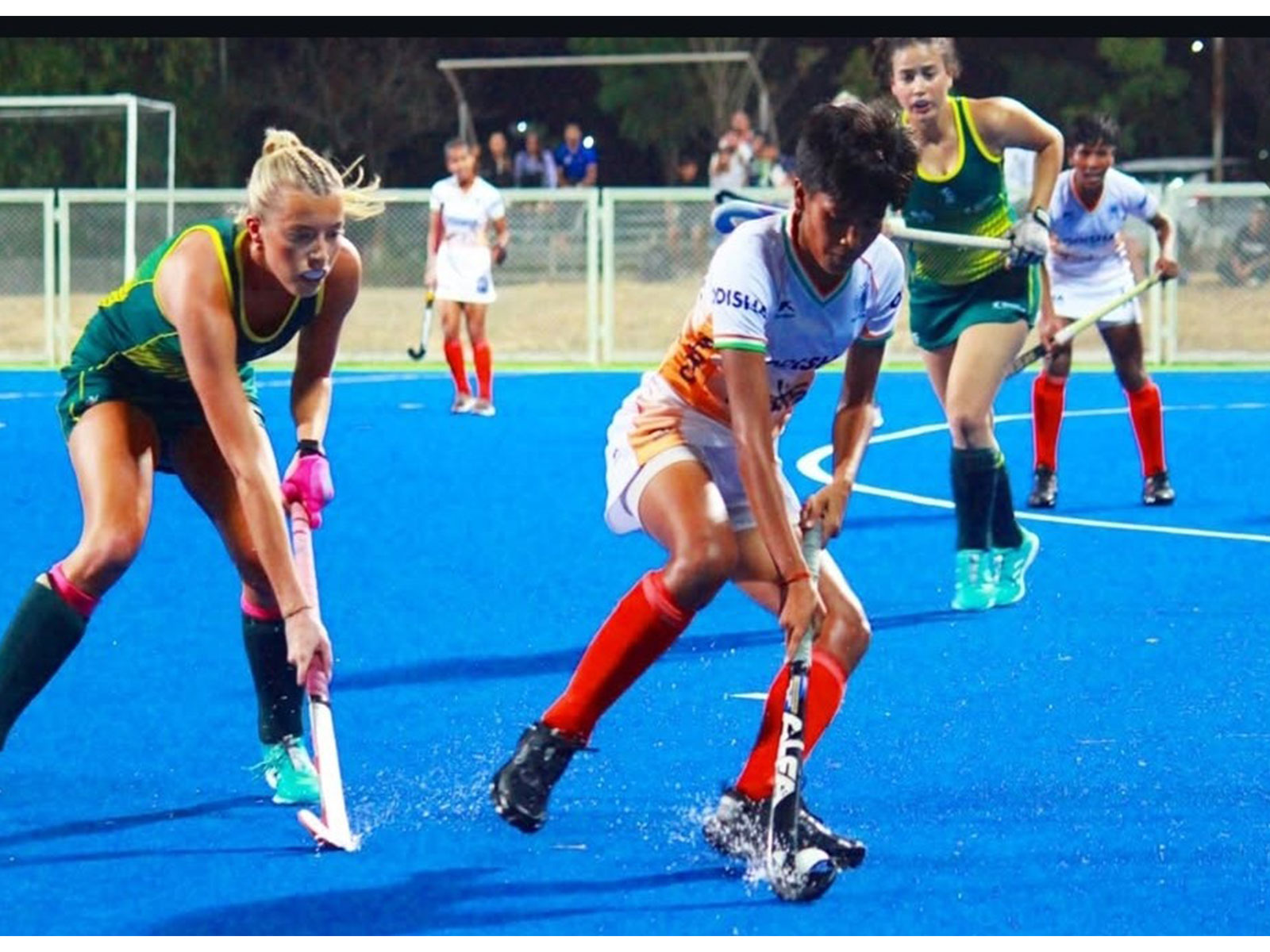 India U-18 Women's and Australia U-18 Women's hockey teams in action (Photo: Hockey India)