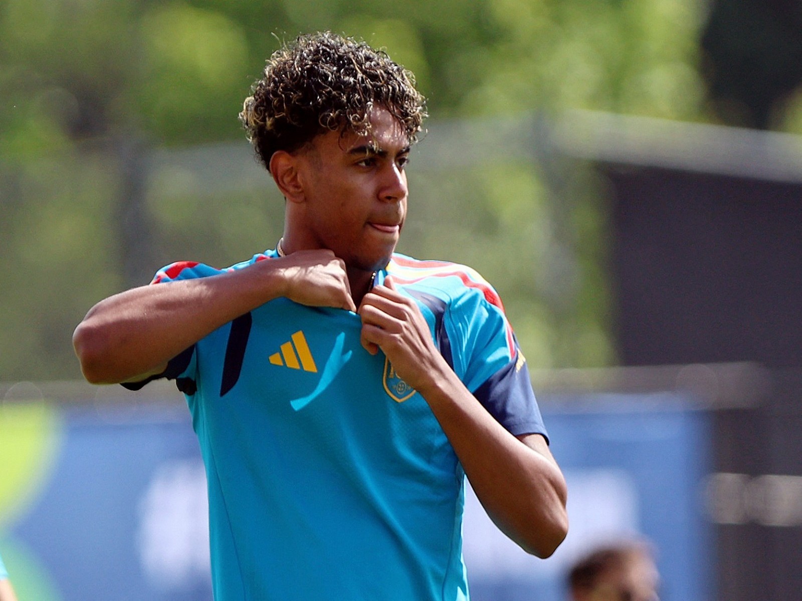 Spain's Lamine Yamal during training (Photo/Reuters)