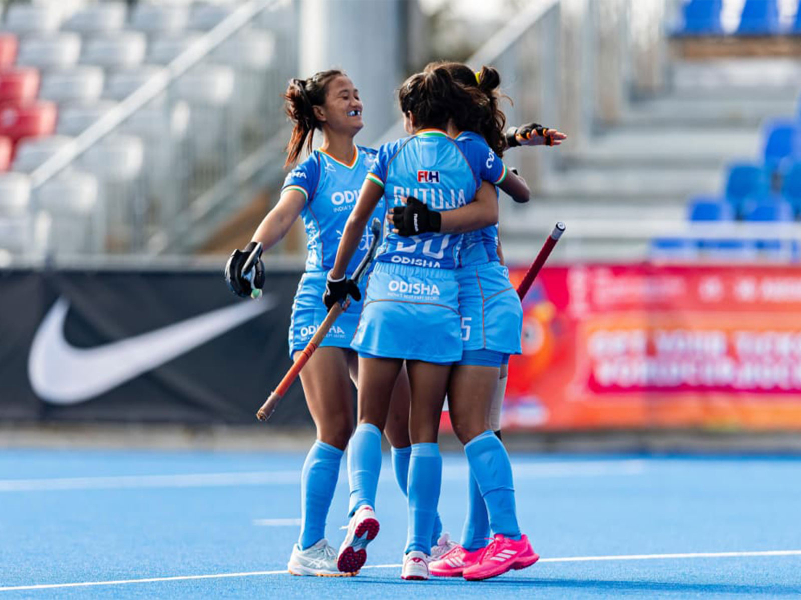 Indian women’s hockey team players celebrating (Photo: Hockey India)