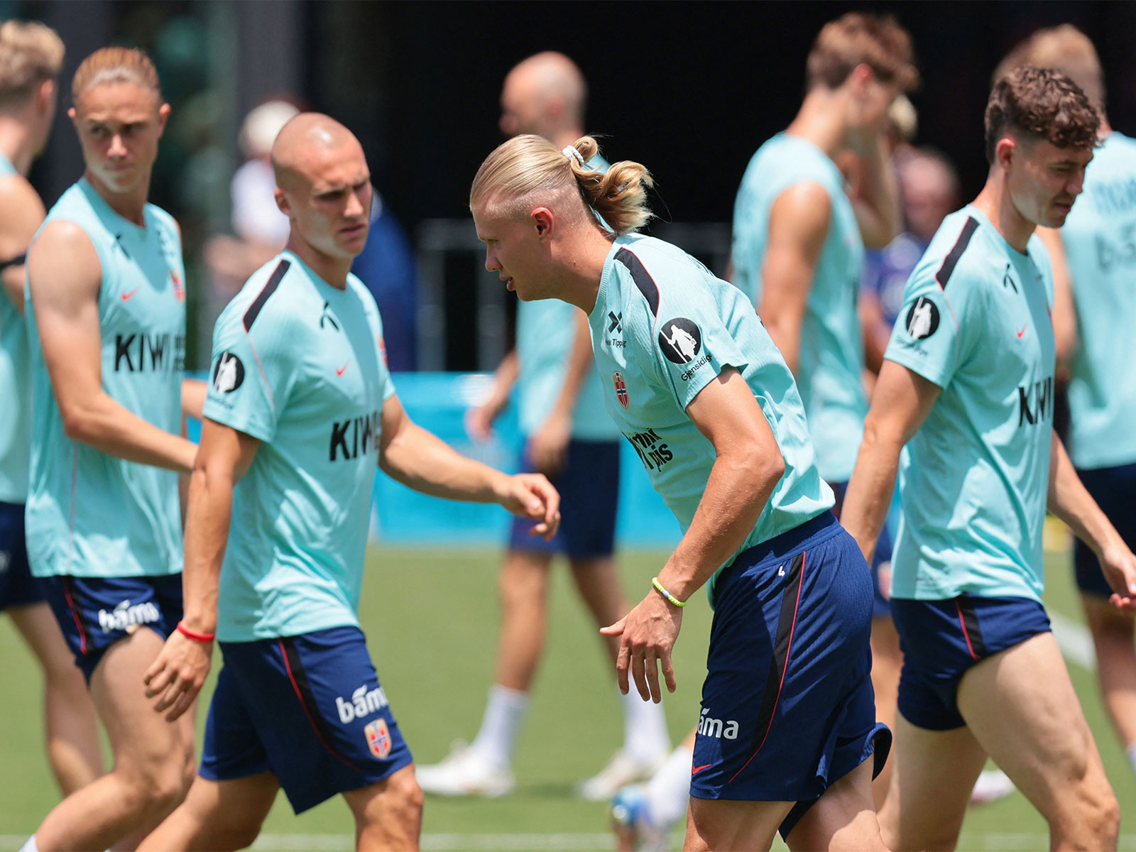Norway's Erling Haaland with teammates during training. (Photo: IMAGN IMAGES via Reuters)