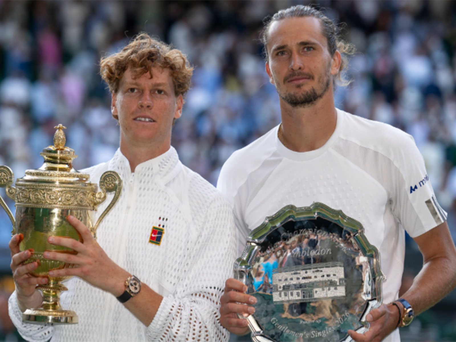 Alexander Zverev (R) with Jannik Sinner at Wimbledon 2026
