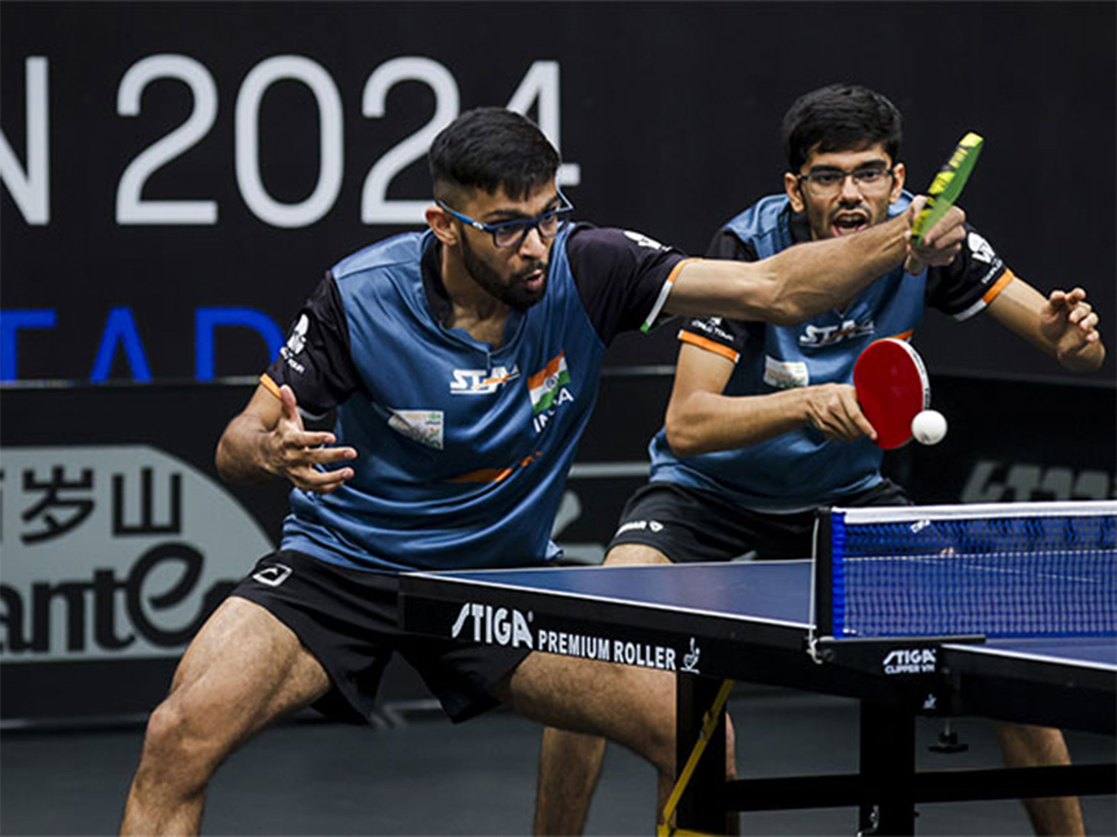 Indian paddlers Manav Thakkar and Manush Shah in action during World Table Tennis Star Contender 2024 (Photo: WTT/TTFI)
