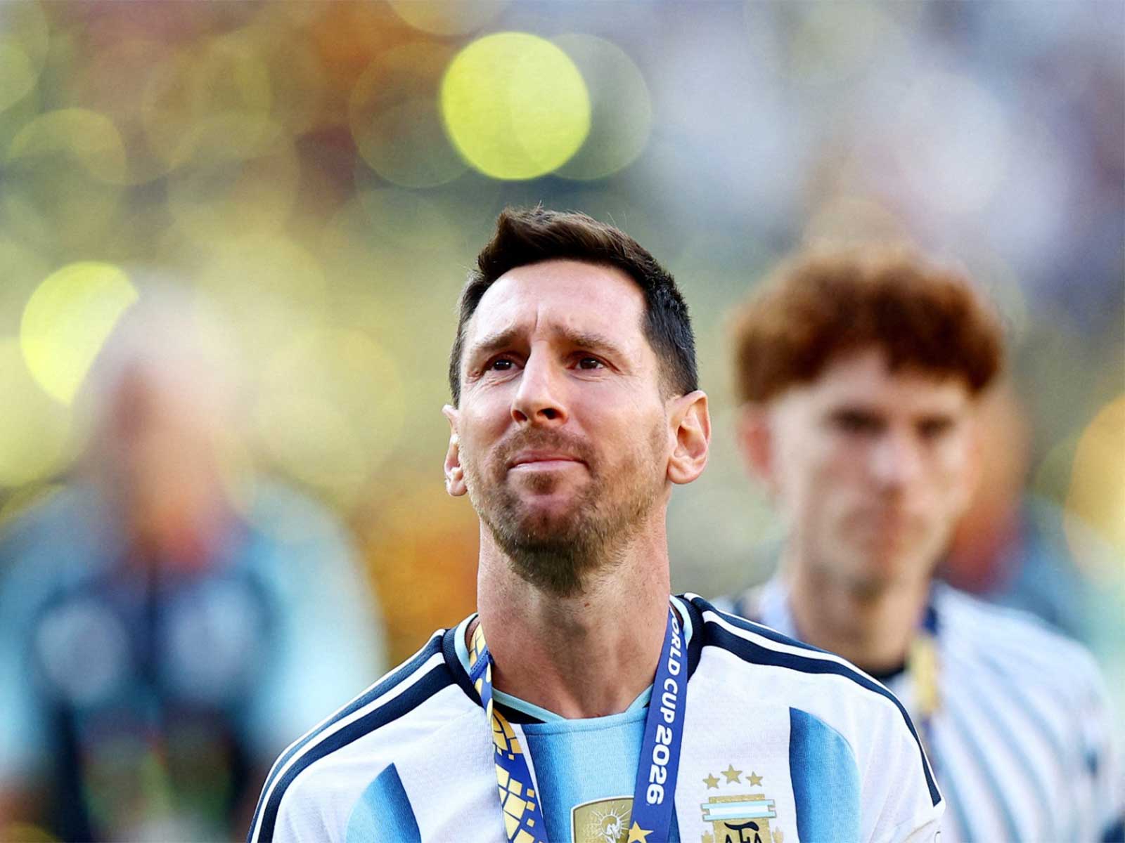 Argentina's Lionel Messi looks emotional after losing the World Cup final