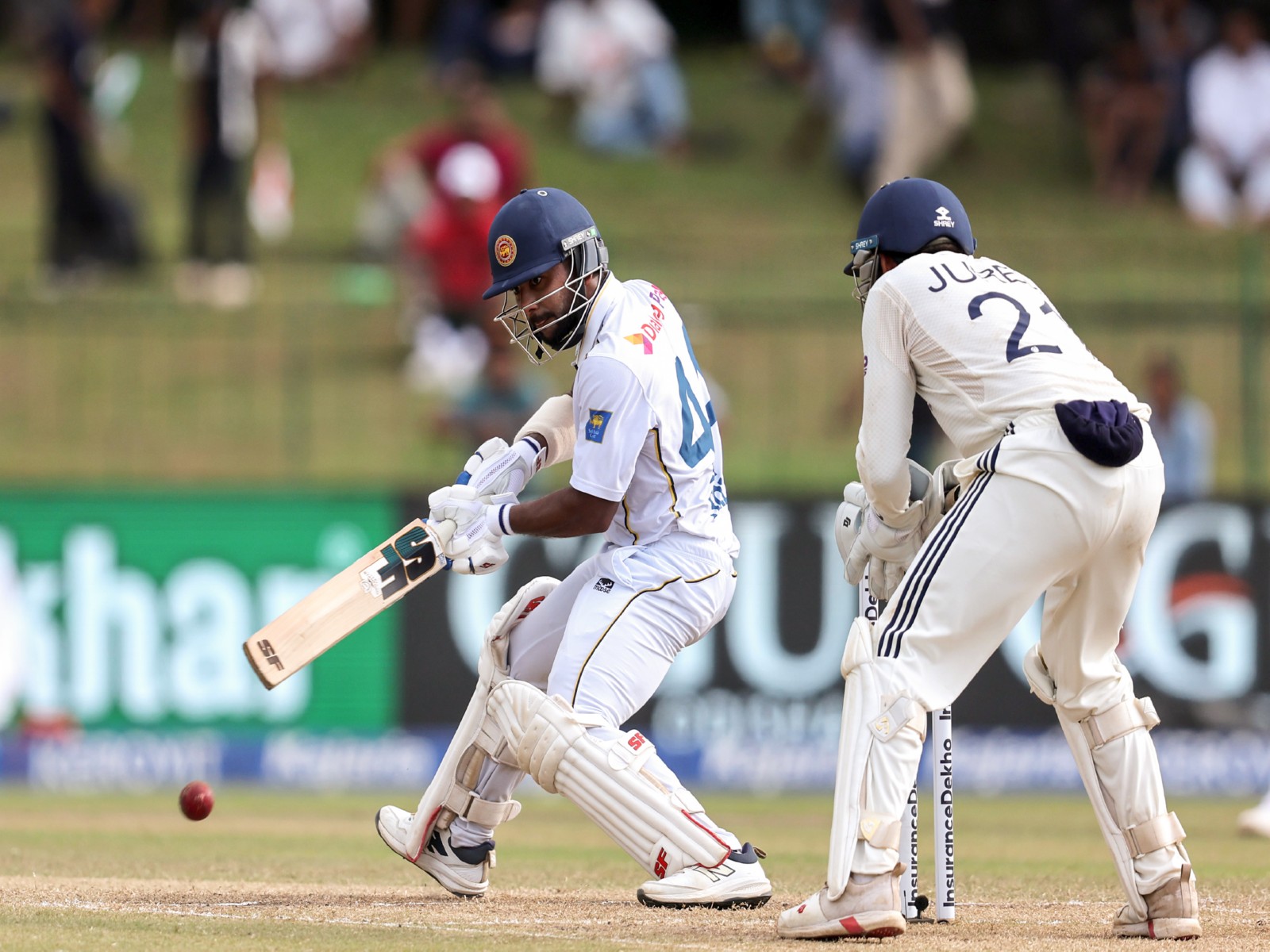 Sri Lanka's Sonal Dinusha batting against India on Day 3. (Photo: ANI)