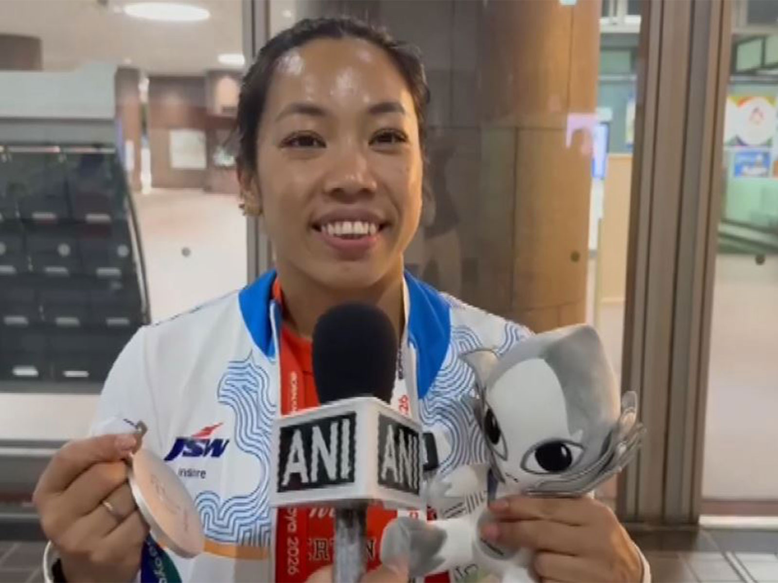 Indian weightlifter Mirabai Chanu after her silver medal outing in Asian Games 2026. (Photo: ANI)